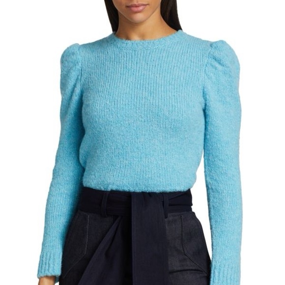 10 Crosby Derek Lam Sweaters - Derek Lam 10 Crosby Locken Puff Sleeve Sweater Blue Wool Alpaca Crew Size S